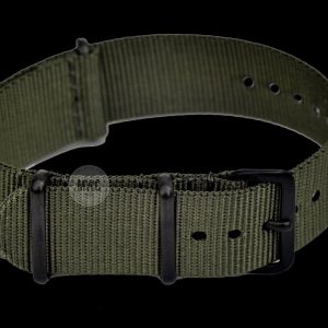 18mm Olive NATO Militäruhr Strap mit zwart PVD fittings