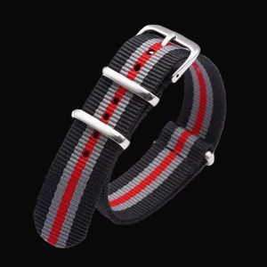 22mm Black, Grey and Red NATO Militäruhr Strap – Authe