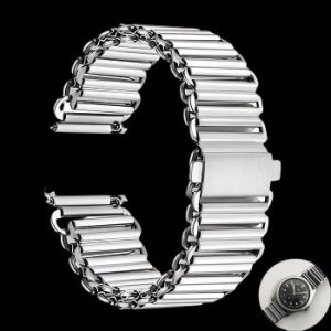 18mm Retro 1940/50s „Bonklip“ Style Stainless Steel Bracelet