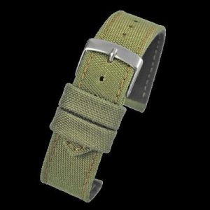 2 Piece Retro Pattern 18mm Canvas Militäruhr Strap in Olive