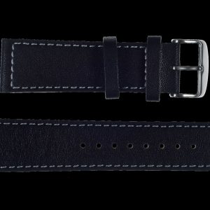 24mm MWC Branded Black Leather Uhr Strap mit roestvrij staal