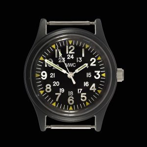 MWC Classic 1960s/70s Pattern Matt Black Vietnam Uhr on Matching – Schwarz