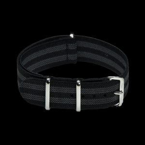 20mm Elasticated „Bond“ Black and Grey NATO Militäruhr Strap