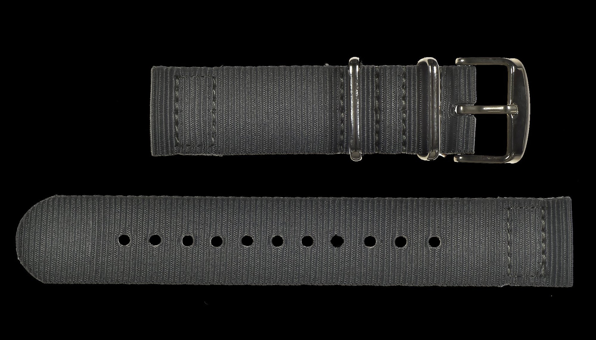 2 Piece 20mm Grey NATO Militäruhr Strap in Ballistic Nylon mit – Grau