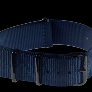 18mm Navy Blue NATO Uhr Strap mit Covert PVD Black Buck