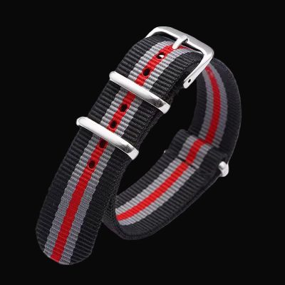 18mm Black, Grey and Red NATO Militäruhr Strap – Authe