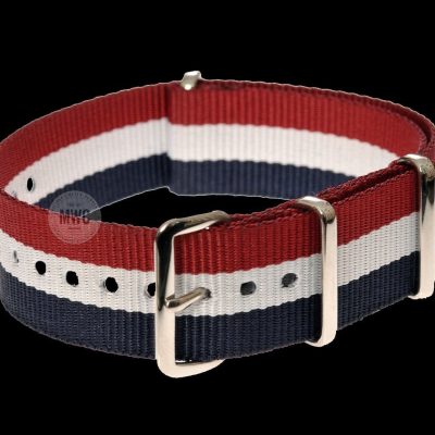 18mm Blau, Weiß und Rot NATO Militäruhr Strap
