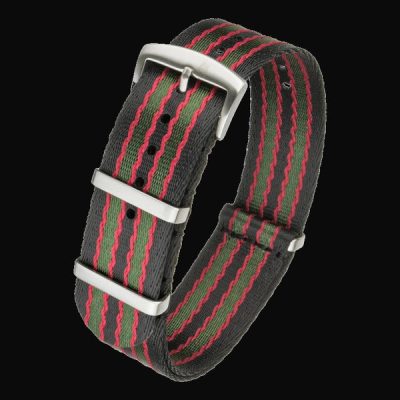 Superior 22mm Black, Red and Olive Green NATO Militär Horlo