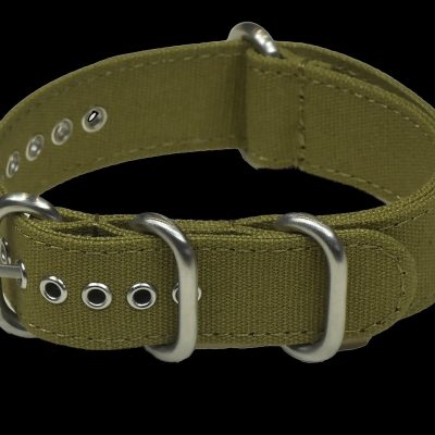 Army Green 22mm Retro Pattern Canvas One Piece Strap – Authe