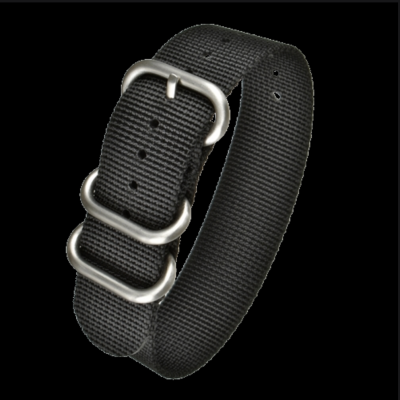 22mm Black Zulu Pattern Nylon Militäruhr Strap
