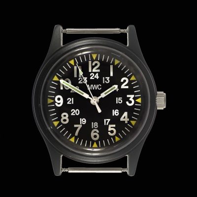 MWC Classic 1960s/70s Pattern Matt Black Vietnam Uhr on Matching – Schwarz
