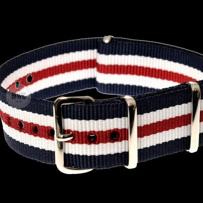 20mm Red, White and Blue NATO Militäruhr Strap