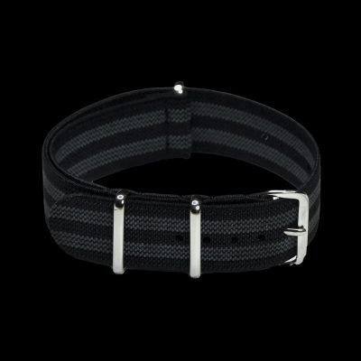 20mm Elasticated „Bond“ Black and Grey NATO Militäruhr Strap