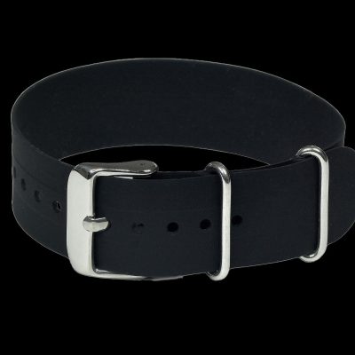 22mm Black Silicone/Rubber NATO Militäruhr Strap