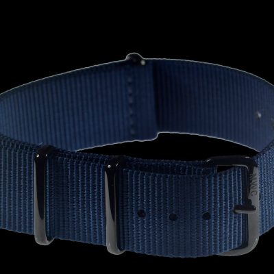 24mm Navy Blue NATO Uhr Strap mit Covert PVD Black Buck