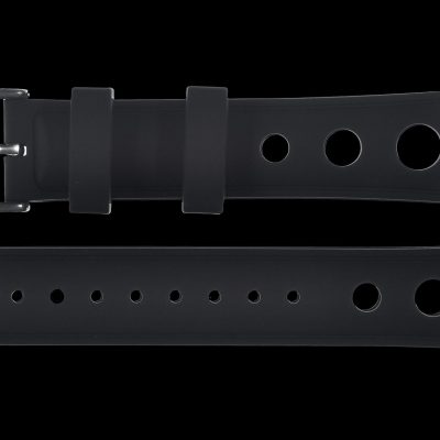 MWC Black Silicone Rally Pattern Uhr Strap Suitable for a Wide