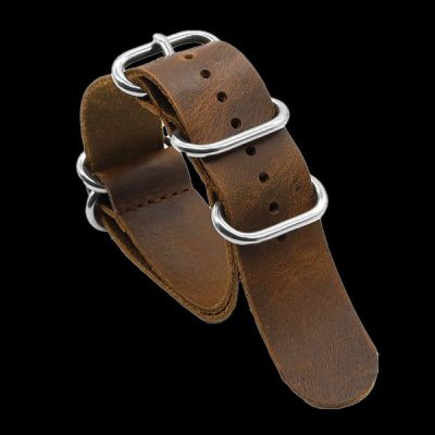 24mm Brown High Grade Saddle Leather Zulu Militäruhr S