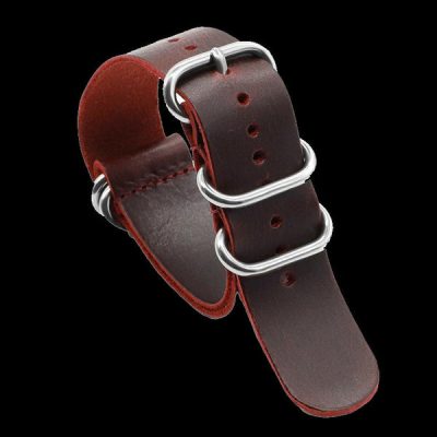 22mm Red/Oxblood High Grade Saddle Leather Zulu Militär Hor